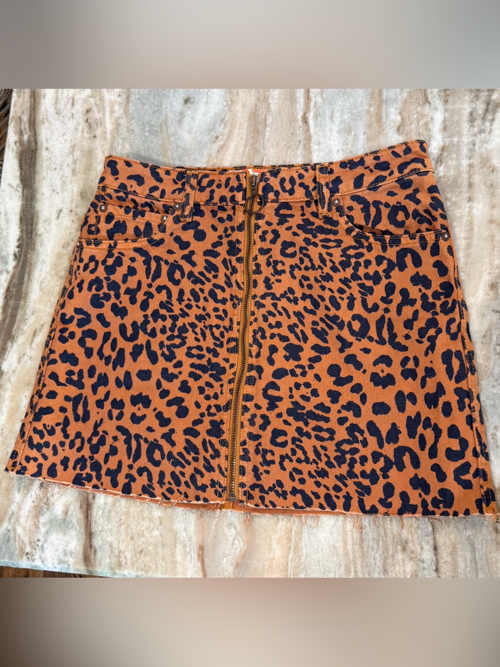 Women’s We the Free denim leopard skirt- Size 27 - Picture 3 of 5